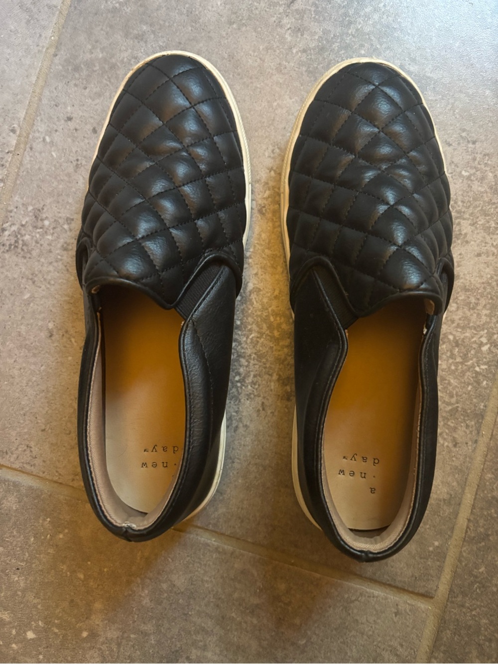 a new day Black Quilted Slip-On Sneakers